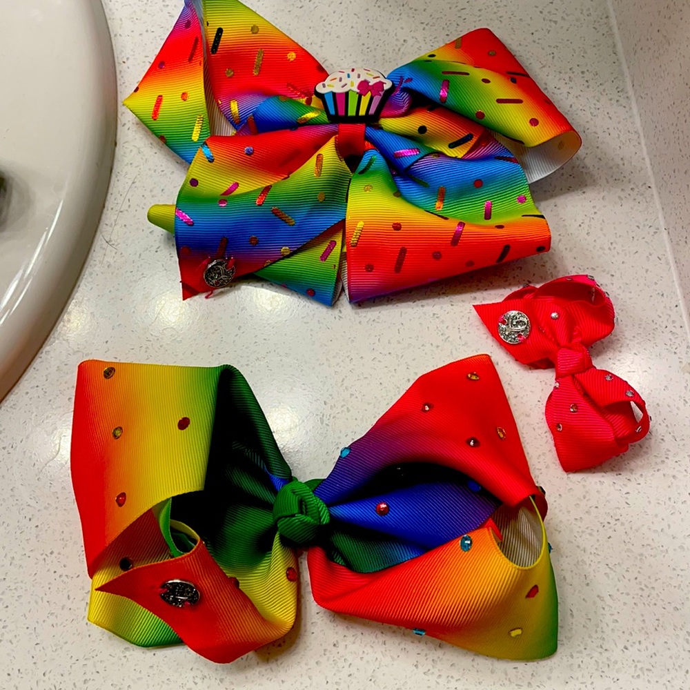 JoJo Siwa lot of 3 rainbow bows